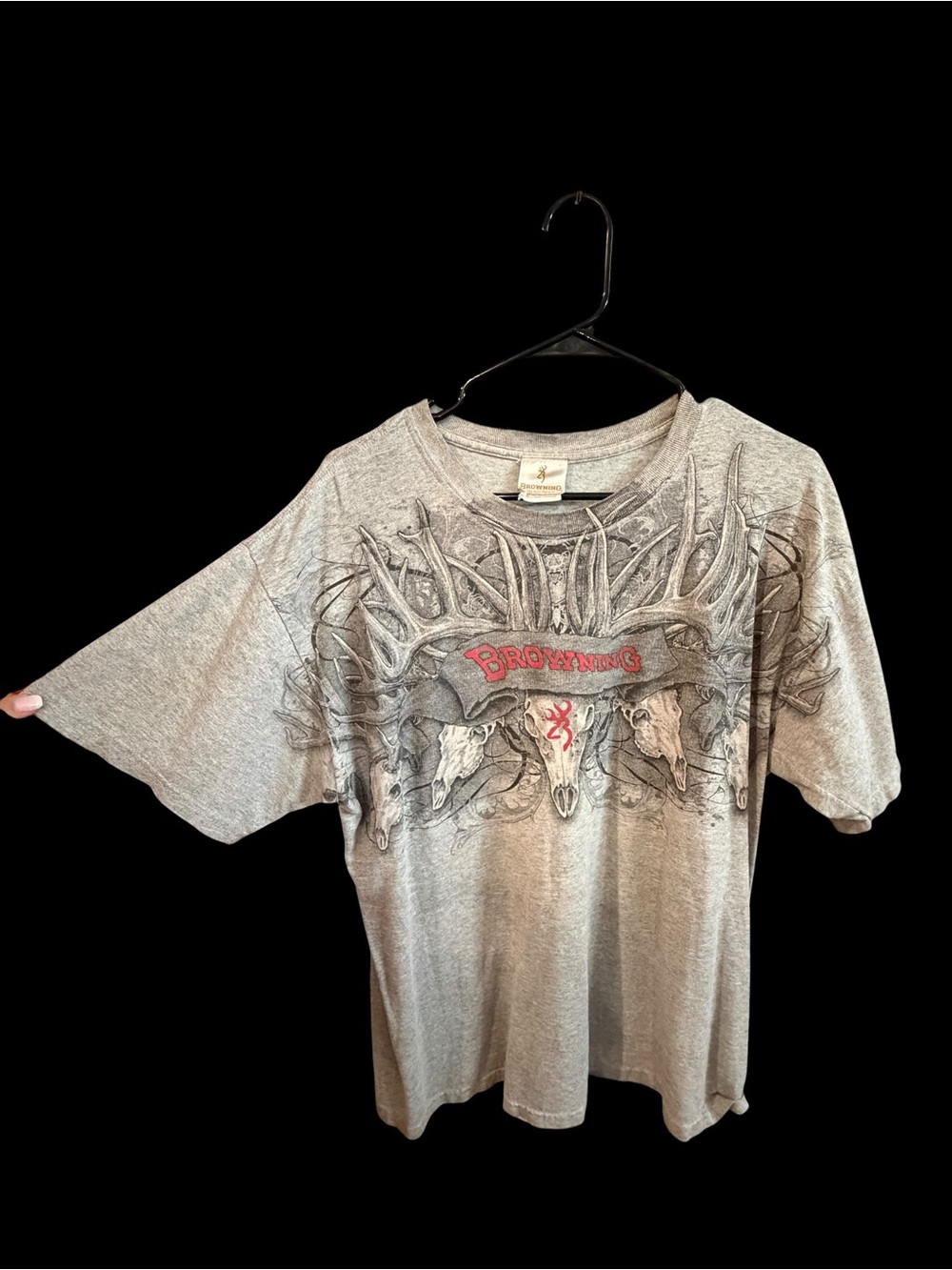 Browning Gray Short-Sleeve Tee with Antler Skull Graphic - Picture 3 of 4